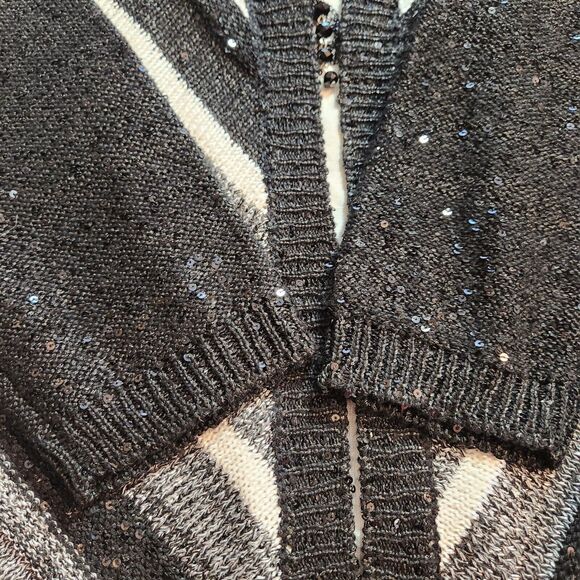 Alfred Dunner Women's S Embellish Black White Two-fer 3/4 Sleeve Sweater - Picture 9 of 15